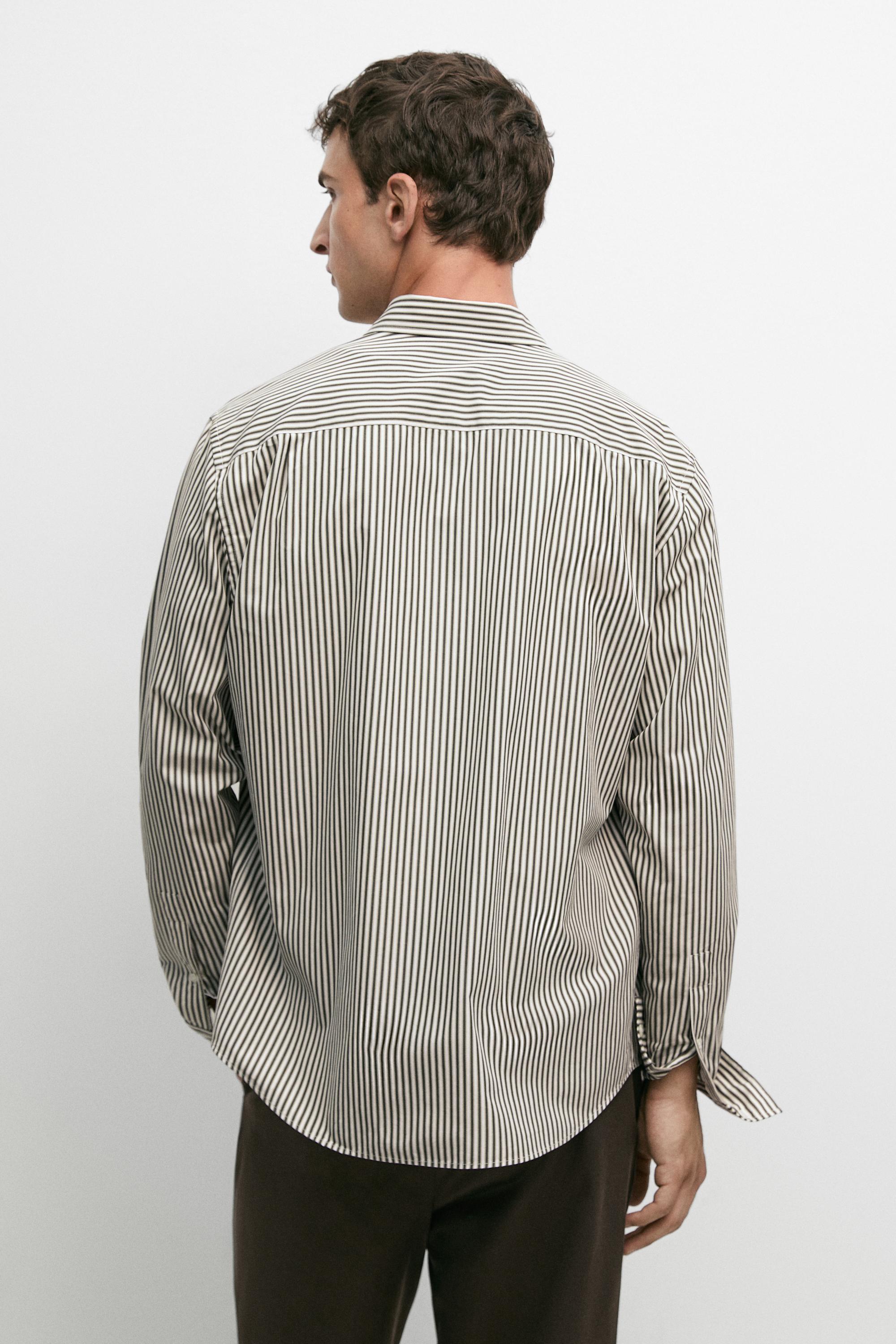 Regular fit striped poplin shirt